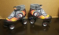 Mattel Black Hot Wheels Vtg 1998 Kids Boys Quad Roller Skates US Sz 1 VG