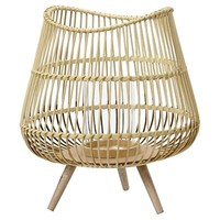 Windlicht Laterne Teelichthalter Bambus Glaseinsatz Braun 35 X 42 Cm