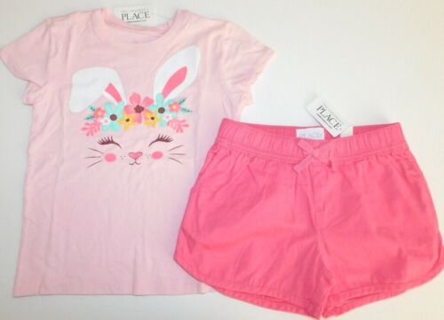 T-SHIRT & SHORT--Place enfant--Fille 2 pièces LAPIN ÉTÉ--TAILLE XS/4--NEUF - Photo 1/4