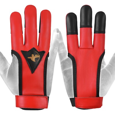 ARCHERS 3 FINGER Handschuh 100 % Leder, rechte Hand, GRÜN, BLAU, ROT