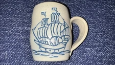 Maple City Pottery Boat Ship Salt Glaze Handmade Coffee Cup Mug 1992 Monmouth IL