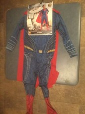 DC Justice League Child Large Superman Costume Removeable Red Cape NWT