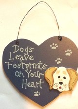 DOGS LEAVE FOOTPRINTS WOODEN SIGN WALL DECOR PLAQUE HOME DECOR ORNAMENT - NEW