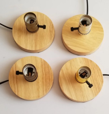 Lamp Base Round Bedroom Light Holder Universal Fixing Decorative Vintage Wood