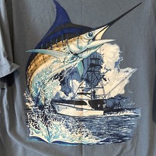 guy harvey swordfish Boat Pocket Shirt - Size Large -EUC
