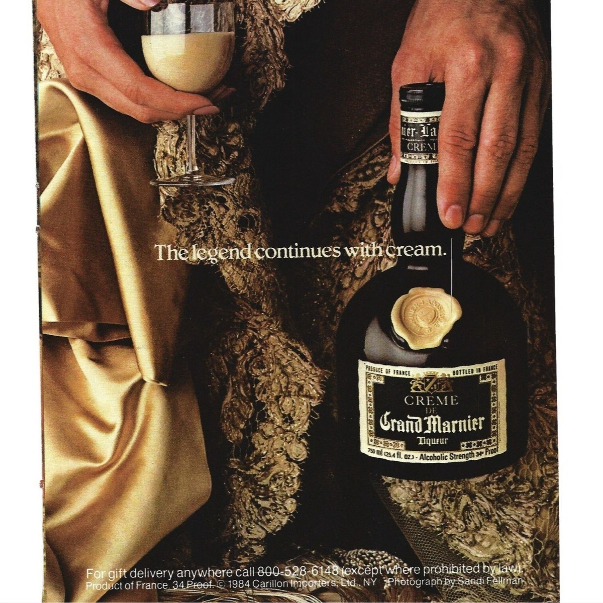 Creme Grand Marnier Liqueur Ad 1980s Vintage Print Ad 8 inch Tall
