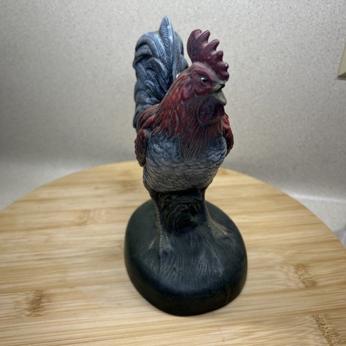 Farm House Ceramic Rooster Figurine Blue and Red 7 inches tall - Picture 3 of 20