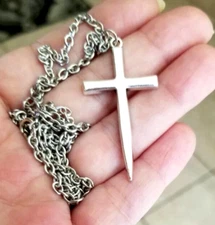 Pointed Cross Necklace Unisex Cross Necklace Sword Cross Pendant Necklace