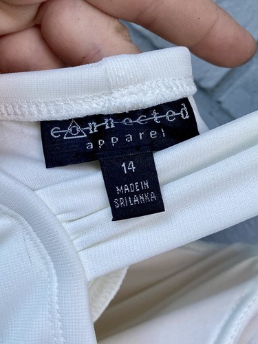 Griechisches Empire Taille weiß Kleid Perlen Midi Top gepolstert Frontschlitz Gr 14 - Bild 17 von 17