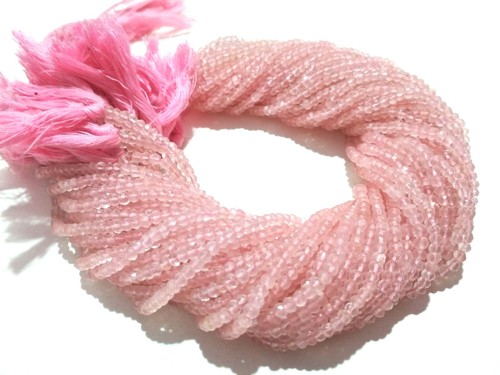 Cuentas de cuarzo rosa natural de 5 hilos facetadas de 3-4 mm 12" pulgadas E2 - Imagen 1 de 6