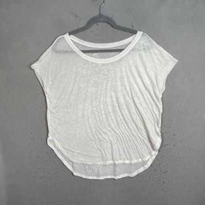 Chaser Collection Womens Small White Slub Knit Burnout Tee T-Shirt Lightweight