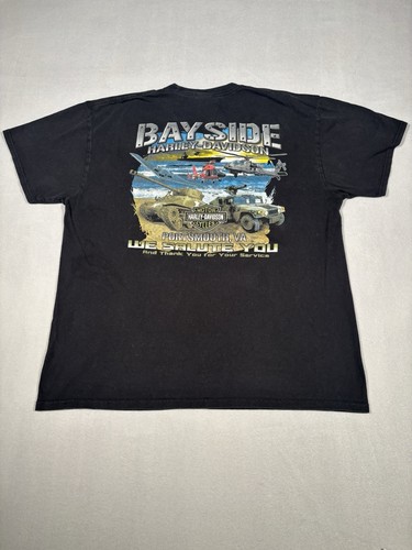 Harley Davidson Bayside Portsmouth Virginia Black T-shirt Mens XL We Solute You