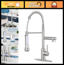 Pull Down Kitchen Faucet with Double Spray Head, Brushed Nickel Finish, Commerci