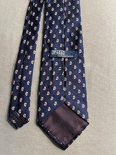 Polo Ralph Lauren Mens 100 Silk Tie Navy Paisley Made In USA