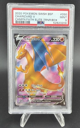 PSA 9 CHARIZARD V SWSH050 FULL ART BLACK STAR PROMO CHAMPIONS PATH POKEMON 🔥
