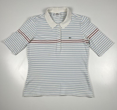 Lacoste Polo Für Damen S Weiß/Blau Original Kurzarm T-Shirt Casual Sport