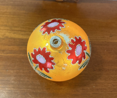 Shiny Brite Large Hand Painted Glass Christmas Ornament Round 4   Vintage