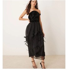 ASOS Edition floral applique velvet bandeau dress size 4