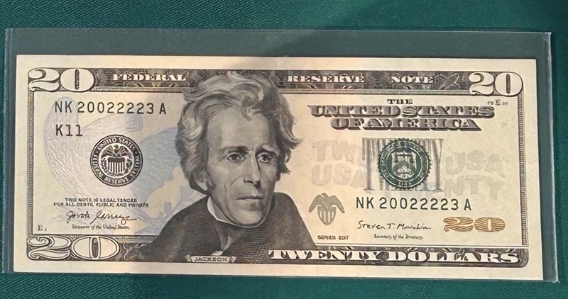 2017 $20 Cool Serial Number 20022223