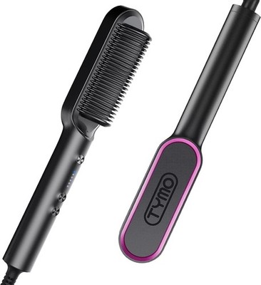TYMO Glättbürste, Haarglättungsbürste, Glättungskamm 130°C-230°C, Schwarz, Haare