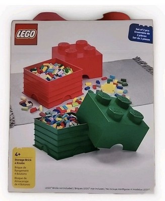 LEGO Storage Brick Box 4 Knobs Set of 2 Pieces