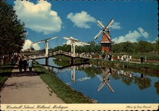 Windmill Island Holland Michigan drawbridge ~ 1970s vintage postcard