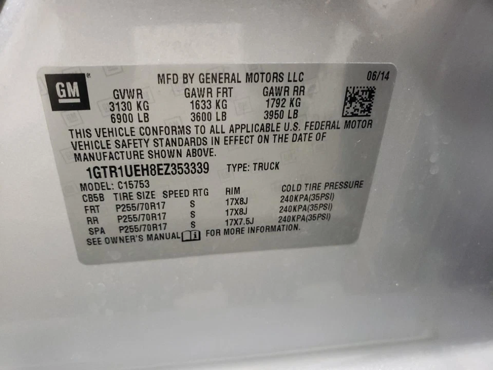 2014 GMC Sierra 1500 Left Driver Rear Door Shell - Used - Local Pick Up Only - Изображение 3 из 4