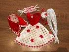 Vintage Tagged Fancy Day Heart/Valentine's Dress for Barbie with accessories (F)