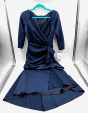NEW Xscape Evenings "Lexi" Ruched Scuba Evening Dress - Navy - Size 4 (#P2-A1)