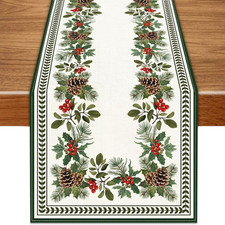 Table Runner 13x72 Inch,Holly Berry Leaves Xmas Winter Christmas Pine Cone