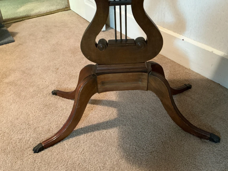 Victorian Style Mahogany Harp Lyre Console Table - Image 4 of 4