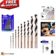 High-Speed 9-Piece Jobber Drill Set with 135 Split Point Durable Gold Finish