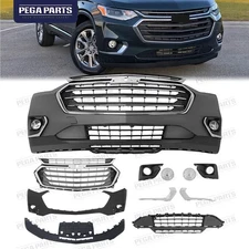 Front Bumper Grille Grill Assembly for 2018-2021 Chevy Traverse w/ Fog Lights
