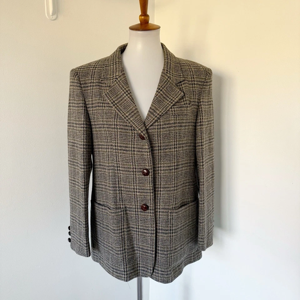 Vintage LL Bean Wool Tweed Blazer Academia English Countryside Plaid 10P Petite - Image 2 of 4