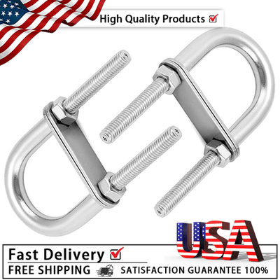 #ad 2 PCS M8 U Bolt Frame Plates Nuts Washers Clamp 316 Stainless Steel Trailer Bolt $15.89