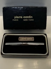 Pierre Cardin Collar Tie Bar Clap Clip Silver Tone Metal Finish In Box