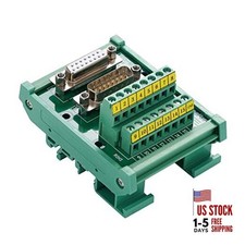 DB15 Male/Female D-SUB Din Rail Mount Interface Module, RS232 Serial DB15 M/F