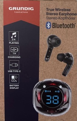Grundig True Wireless Bluetooth Kopfhörer   TWS   Ladecase mit Display   USB-C