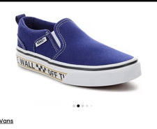 VANS Unisex Kids Asher Blue/White Canvas Slip...