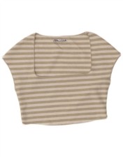 Top donna ZARA crop UK 12 medio bianco sporco a righe BL28