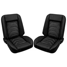 TMI Bucket Seat Set Black Pro-Series Sport S Low Back With Gray Stitch