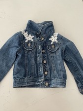 Unknown Brand 4T Girls Jean Jacket With Buttons and Embroidery