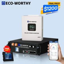 ECO-WORTHY Home Backup Power 48V 100Ah LiFePO4 Battery+5kW 48V Off-grid Inverter