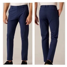 Rhone Commuter Pant Classic Straight Leg Men's Sz 36 Stretch Zip Pocket Blue