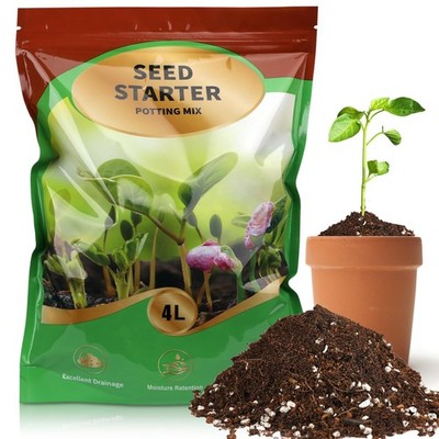 Seed Starter Potting Soil Mix 4qt for Germination, Growth & WellDrained Plants