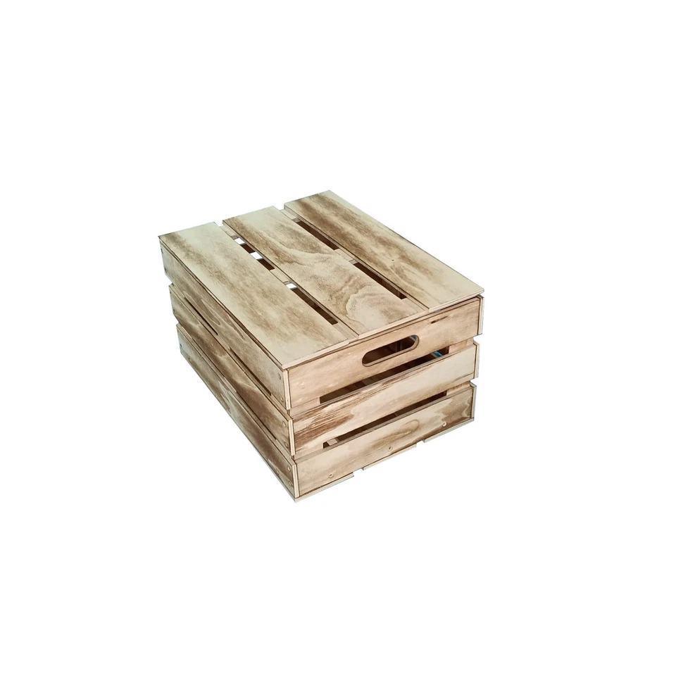 SCATOLA IN LEGNO CON COPERCHIO E MANIGLIE CASSETTA CASSA FRUTTA PER CESTO REGALO - Immagine 2 di 3
