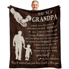 To My Grandpa Throw Blanket 60x50 Inch Fathers Day Birthday Gift From Grandson