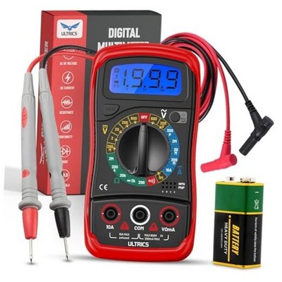 ULTRICS Voltmeter Ammeter Ohmmeter with Test Leads Backlight Digital Multimeter