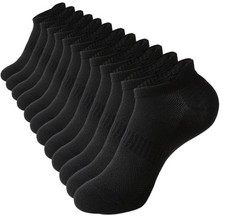 Womens Black Ankle Socks Athletic Running Low Cut Socks With Tab for Women 6-9