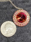 Red AB Rivoli Pendant Necklace 18” Vintage — photo 3